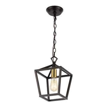 Oslin 8" Vintage Farmhouse Iron Chain Pagoda LED Pendant - JONATHAN Y